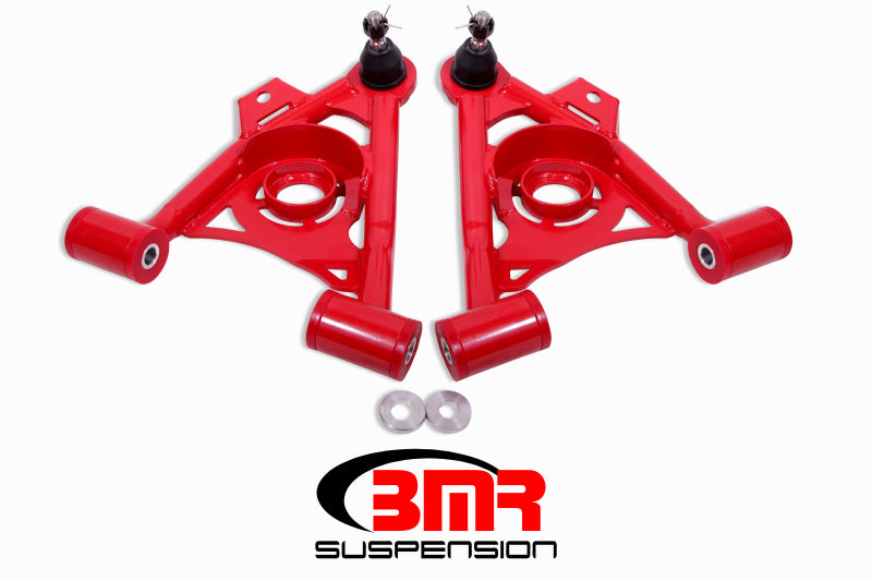 BMR 79-93 Fox Mustang Non-Adj Lower A-Arms Standard Ball Joint Spring Pocket - Red AA034R