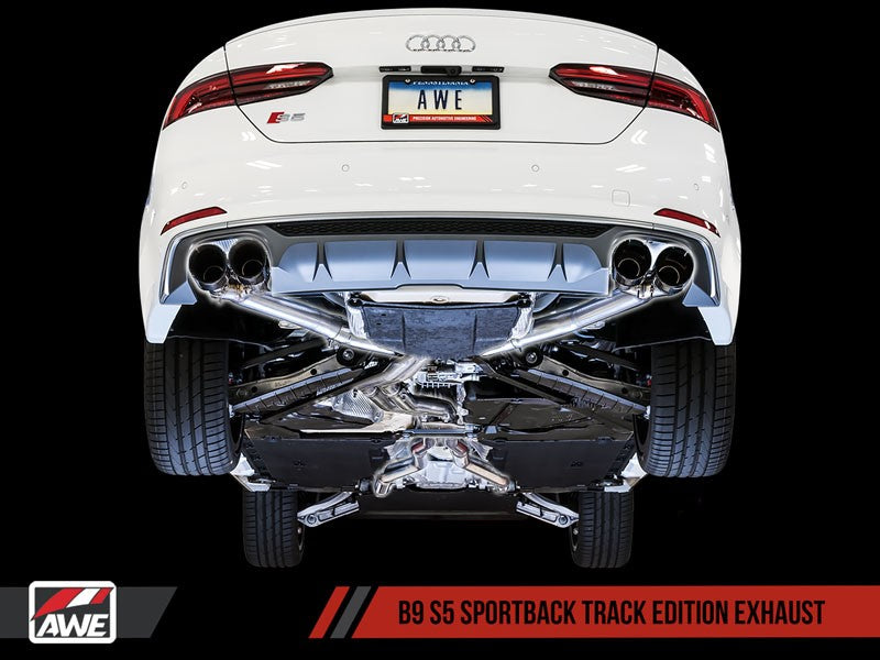 AWE Tuning Audi B9 S5 Sportback Track Edition Exhaust - Non-Resonated (Black 102mm Tips) - eliteracefab.com