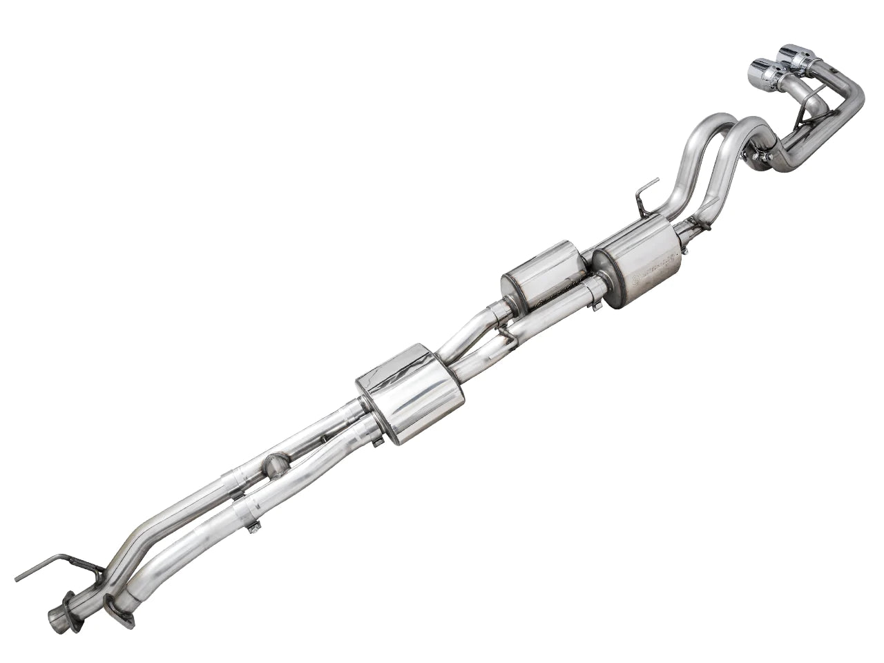 AWE 16-22 Toyota Tacoma 0FG Catback Exhaust w/ BashGuard - Dual Chrome Silver Tips - eliteracefab.com