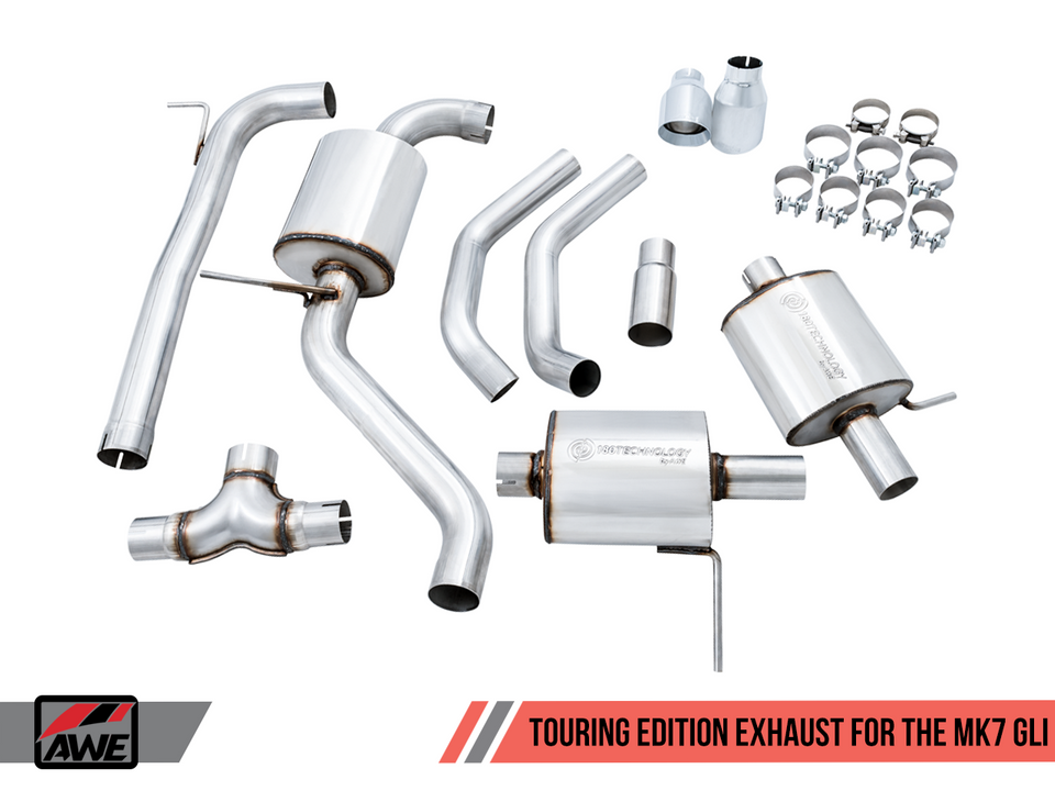 AWE Tuning 18-19 Volkswagen Jetta GLI Mk7 Track Exhaust - Diamond Black Tips (Fits High-Flow DP) - eliteracefab.com