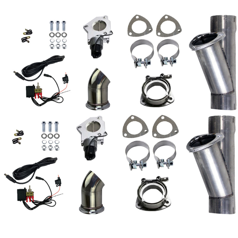 Granatelli 3.0in Alum Mild Steel Electronic Dual Slip Fit Exhaust Cutout w/Band Clamps Granatelli Motor Sports