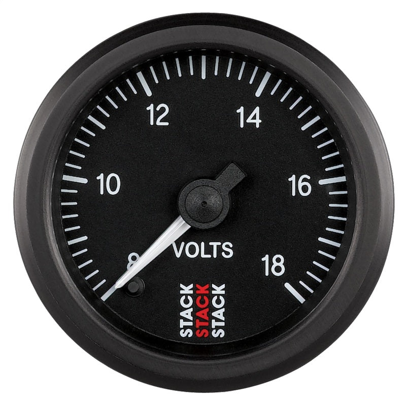 Autometer Stack 52mm 8-18V Pro Stepper Motor Battery Voltage Gauge - Black ST3316