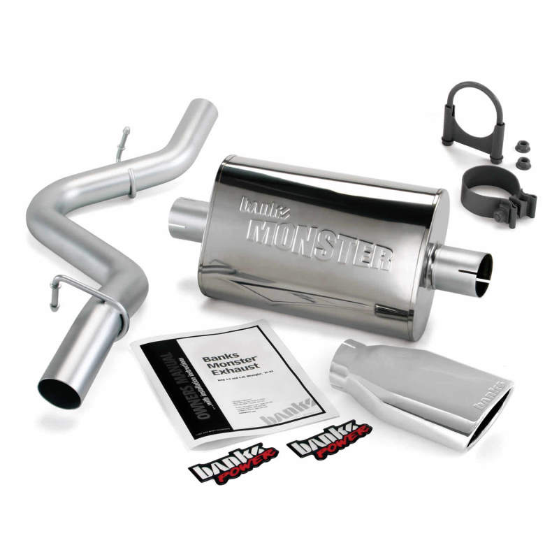 Banks Power 97-99 Jeep 2.5/4.0L Wrangler Slip Fit Cat Monster Exh Sys - SS Single Exh w/ Chrome Tip - eliteracefab.com