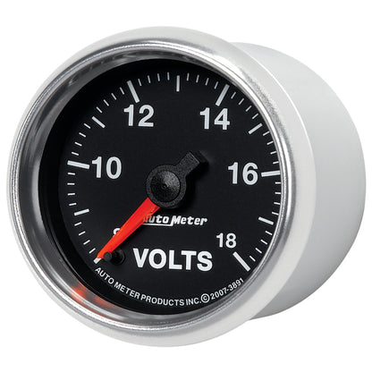 Autometer GS Series 2-1/16in Voltmeter 18V Electrical Gauge Full Sweep 3891