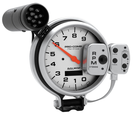 Autometer Ultra-Lite 127mm Tachometer 0-9000 RPM Pro-Stock Pedestal w/ Super Lite and Peak Mem 6832