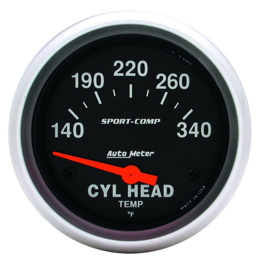 AutoMeter Gauge Cylinder Head Temp 2-5/8in. 140-340 Deg. F Electric Sport-Comp 3536