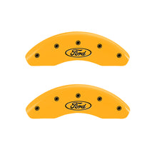 Load image into Gallery viewer, MGP 4 Caliper Covers Engraved Front &amp; Rear Oval logo/Ford Yellow finish black ch MGP