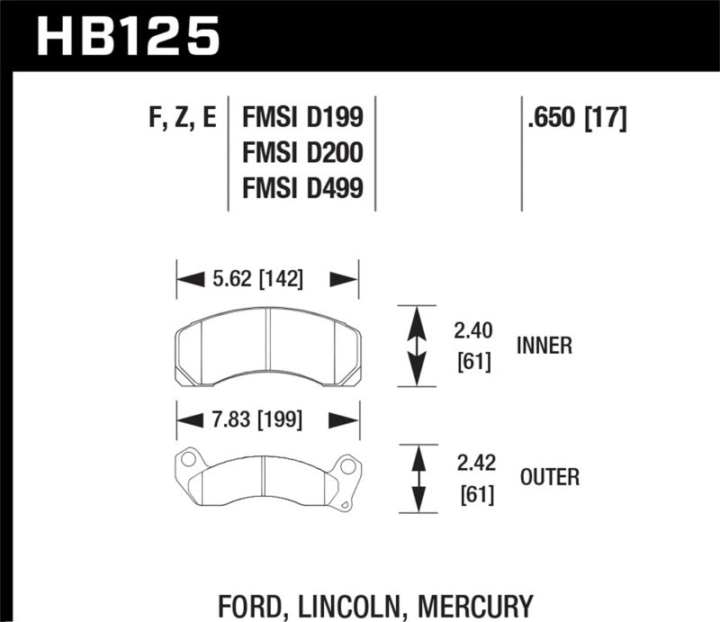 Hawk Performance Blue 9012 Front Brake Pads - HB125E.650