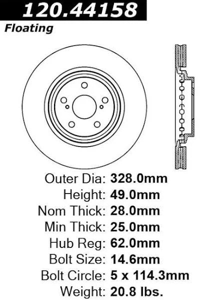 CENTRIC PERFORMANCE BRAKE ROTOR, 120.44158 - eliteracefab.com