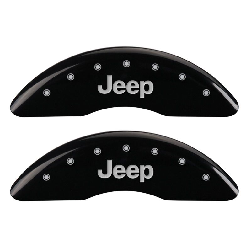 MGP 4 Caliper Covers Engraved Front & Rear JEEP Black finish silver ch MGP