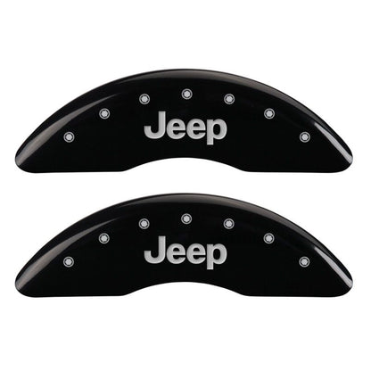 MGP 4 Caliper Covers Engraved Front & Rear JEEP Black finish silver ch MGP