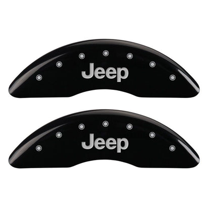 MGP 4 Caliper Covers Engraved Front JEEP Engraved Rear JEEP Grill logo Black finish silver ch MGP