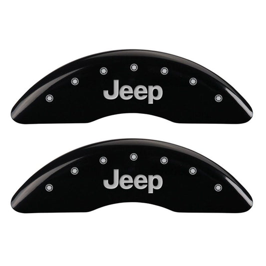MGP 4 Caliper Covers Engraved Front JEEP Engraved Rear JEEP Grill logo Black finish silver ch MGP