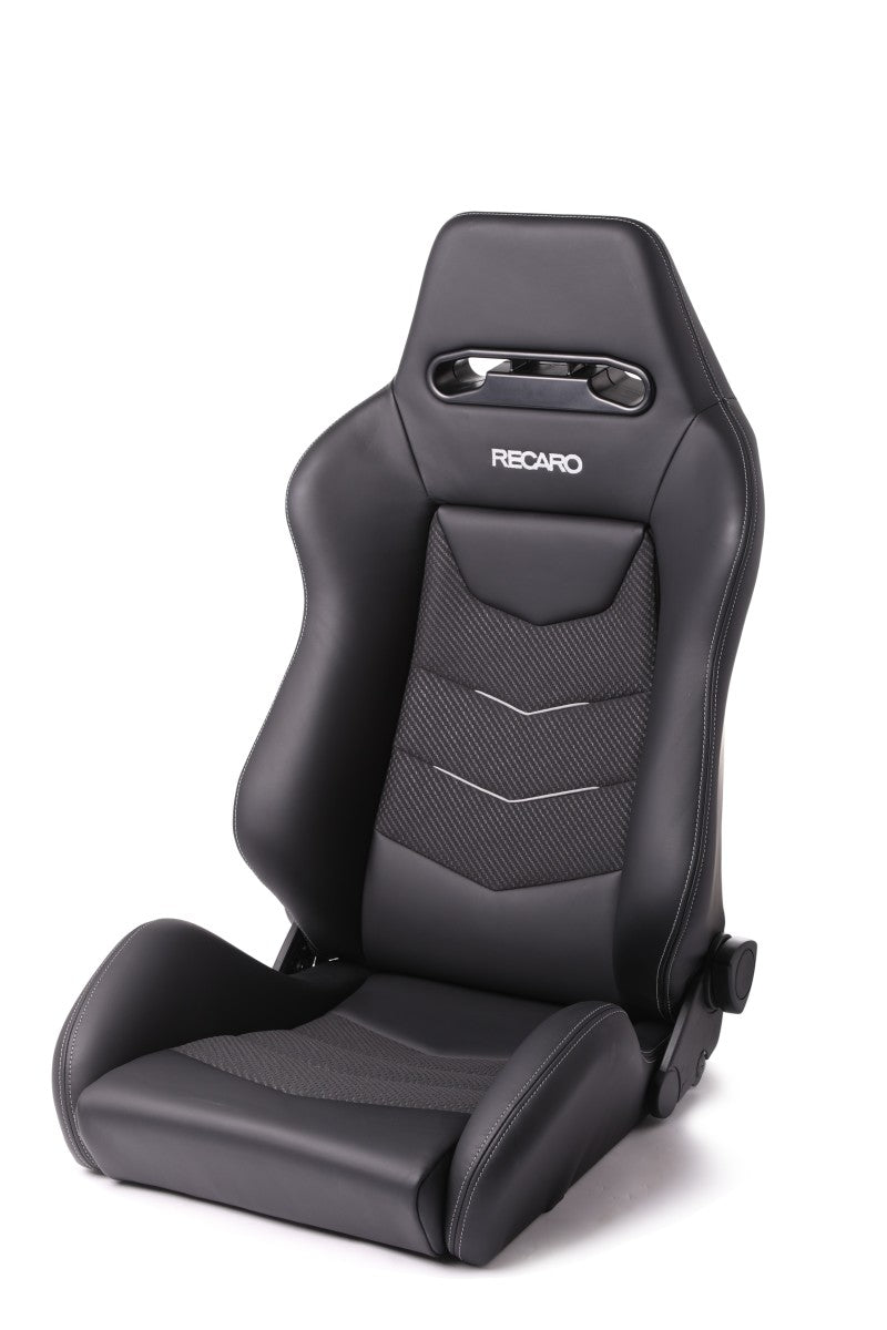 Recaro Speed V Driver Seat - Black Leather/Cloud Grey Suede Accent - eliteracefab.com