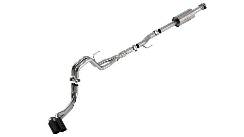 Borla F-150 2021 5.0L 4DR CC SB EC STB LARIAT/KR/PLATNM/LTD 3/2.25 DSE Cat-Back ATAK Black CHR Tips - eliteracefab.com