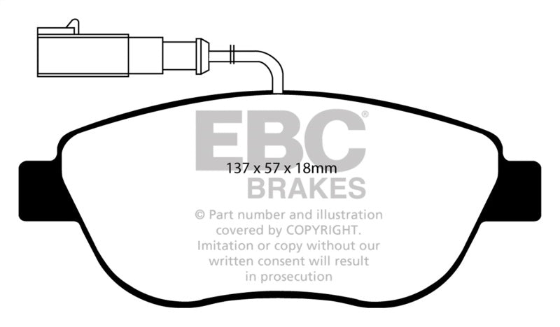 EBC 12+ Fiat 500 1.4 Turbo Abarth Yellowstuff Front Brake Pads - eliteracefab.com