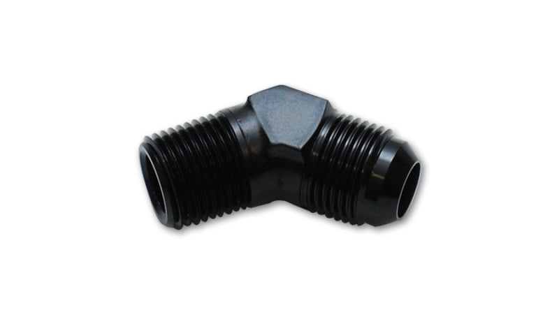Vibrant -10AN to 1/2in NPT 45 degree elbow adapter fitting - eliteracefab.com