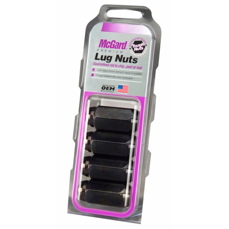 McGard Hex Lug Nut (Cone Seat) M14X1.5 / 22mm Hex / 1.945in. Length (4-Pack) - Black McGard