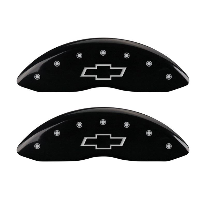 MGP Front set 2 Caliper Covers Engraved Front Bowtie Black finish silver ch MGP