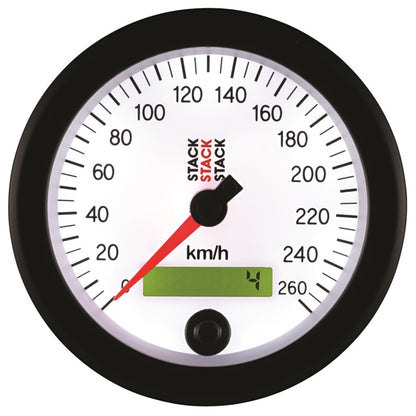 Autometer Stack Instruments 88MM 0-260 KM/H Programmable Speedometer - White ST3852