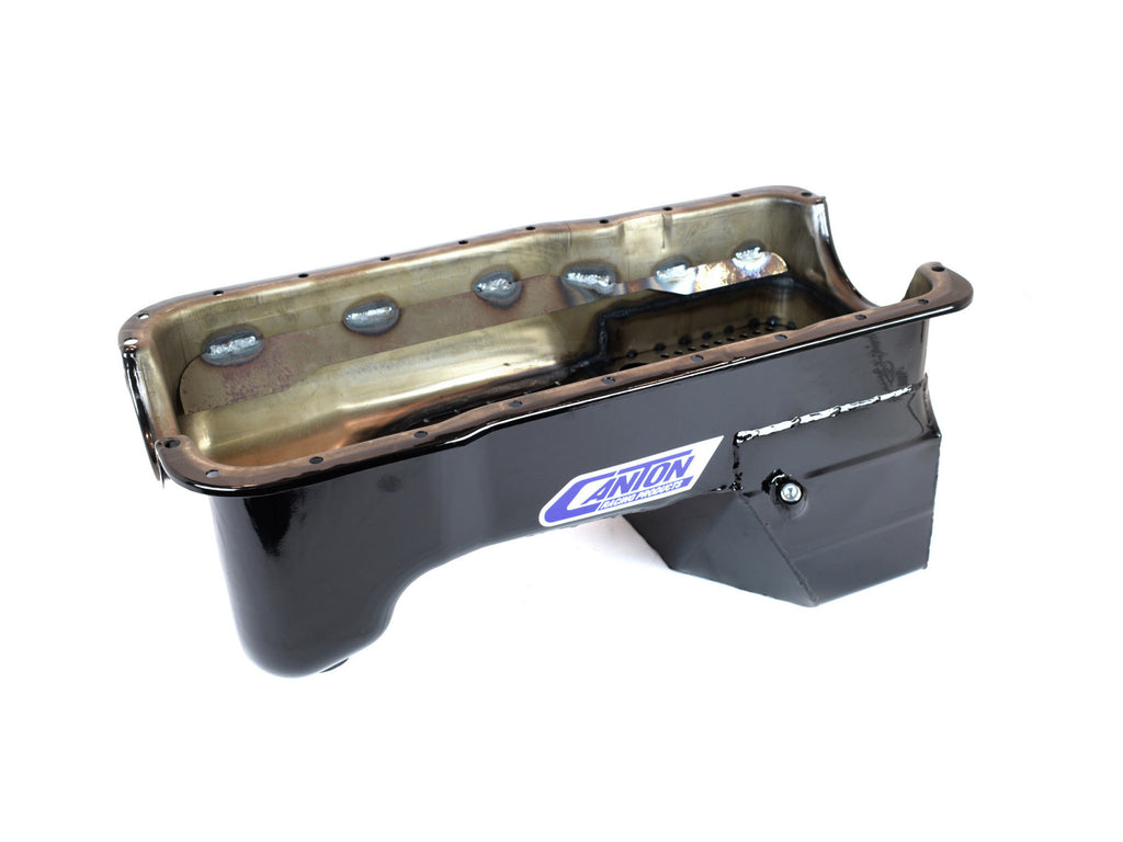 Canton 16-670 Oil Pan 351W Ford 66-77 Bronco Rear Sump Oil Pan Black Powder Coat - eliteracefab.com