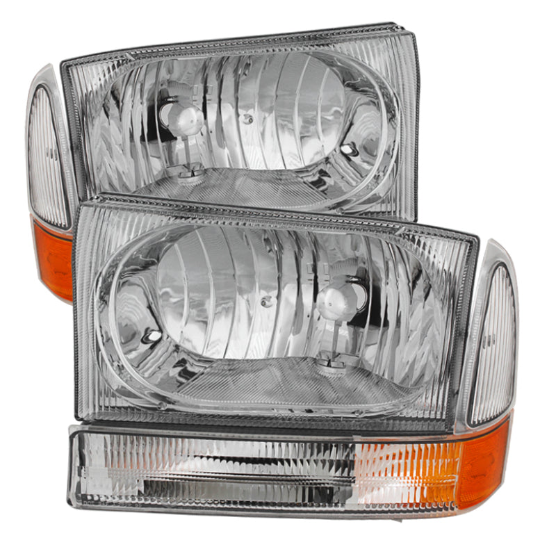 Xtune Ford F250/350/450 Superduty 99-04 Crystal Headlights w/ Bumper Lights HD-JH-FF25099-AM-C - eliteracefab.com