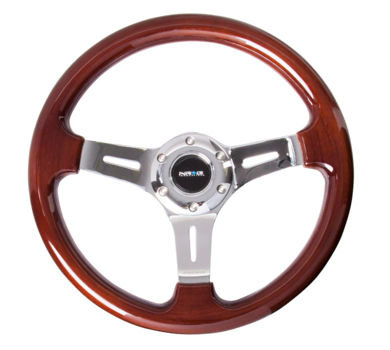 NRG Chrome 3 Spoke Center 330mm Classic Wood Grain Wheel Universal - eliteracefab.com