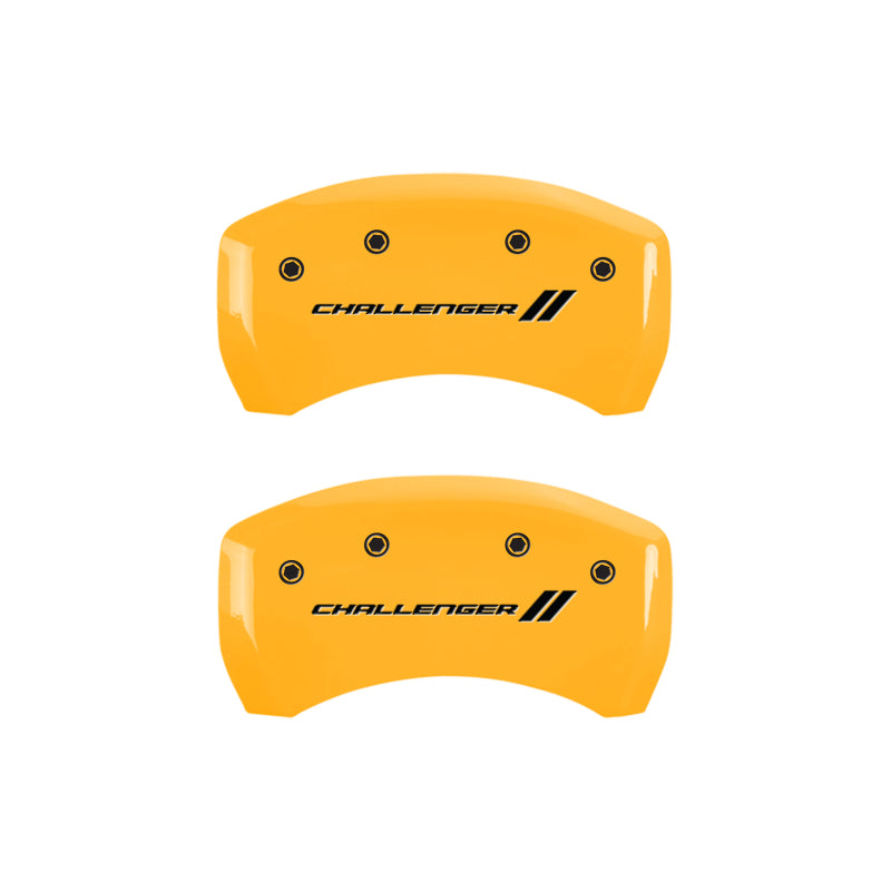 MGP 4 Caliper Covers Engraved F & R Stripes/Challenger Yellow Finish Black Char 2006 Dodge Charger MGP