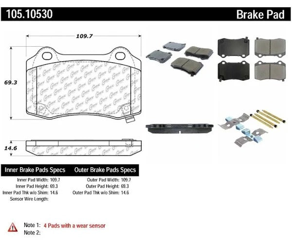 POSIQUIET CADILLAC REAR CERAMIC BRAKE PADS, 105.10530 - eliteracefab.com