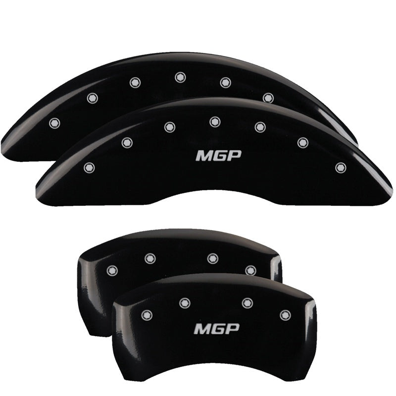 MGP 4 Caliper Covers Engraved Front & Rear MGP Black Finish Silver Char 2016 Cadillac CT6 MGP