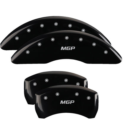 MGP 4 Caliper Covers Engraved Front & Rear MGP Black Finish Silver Char 2016 Buick Regal MGP