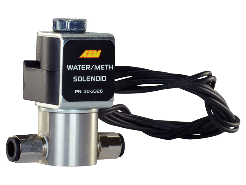 AEM Water/Methanol Injection System - High-Flow Low-Current WMI Solenoid - 200PSI 1/8in-27NPT In/Out - eliteracefab.com