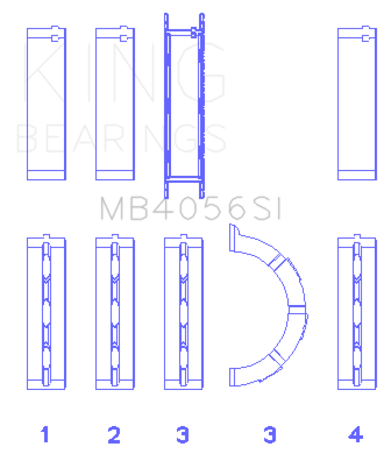 King 97-07 Ford 2.5L/2.9L/3.0L (Size STD) Main Bearing Set King Engine Bearings