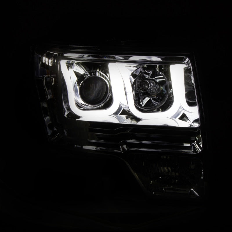 ANZO 2009-2014 Ford F-150 Projector Headlights w/ U-Bar Chrome - eliteracefab.com