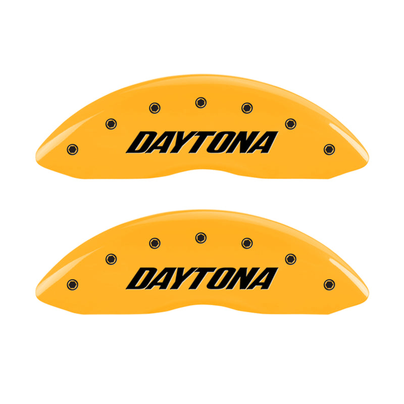 MGP 4 Caliper Covers Engraved Front & Rear Daytona Yellow Finish Black Char 2006 Dodge Charger MGP