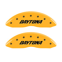 Load image into Gallery viewer, MGP 4 Caliper Covers Engraved Front &amp; Rear Daytona Yellow Finish Black Char 2006 Dodge Charger MGP