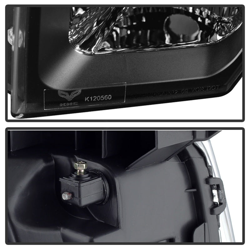 Xtune Ford F150 09-14 Projector Headlights Halogen Model Only LED Halo Black PRO-JH-FF15009-CFB-BK - eliteracefab.com