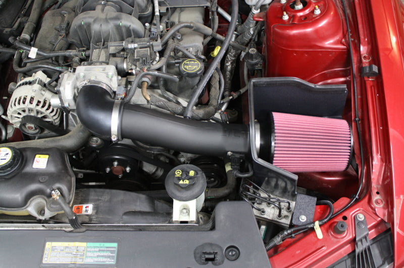 JLT 2010 Ford Mustang V6 Series 2 Black Textured Cold Air Intake Kit w/Red Filter - Tune Req - eliteracefab.com