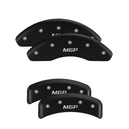 MGP 4 Caliper Covers Engraved Front & Rear MGP Red Finish Silver Char 2019 Lincoln Continental MGP