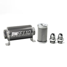 Load image into Gallery viewer, DeatschWerks Stainless Steel 10AN 10 Micron Universal Inline Fuel Filter Housing Kit (110mm) - eliteracefab.com