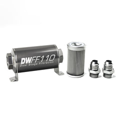 DeatschWerks Stainless Steel 10AN 10 Micron Universal Inline Fuel Filter Housing Kit (110mm) - eliteracefab.com