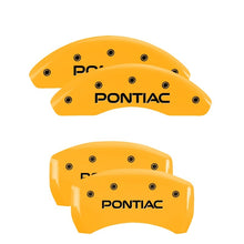 Load image into Gallery viewer, MGP 4 Caliper Covers Engraved Front &amp; Rear Pontiac Yellow Finish Black Char 2010 Pontiac G6 MGP