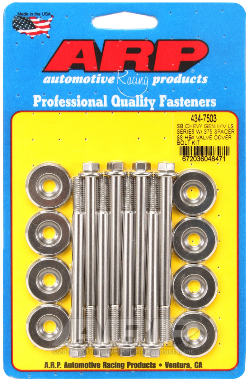 ARP SB Chevrolet Gen III/IV LS Series w/ 0.375 Spacer SS Hex Valve Cover Bolt Kit ARP
