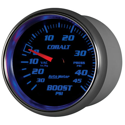 AutoMeter Gauge Vac/Boost 2-5/8in. 30Inhg-45PSI Mechanical Cobalt 7908