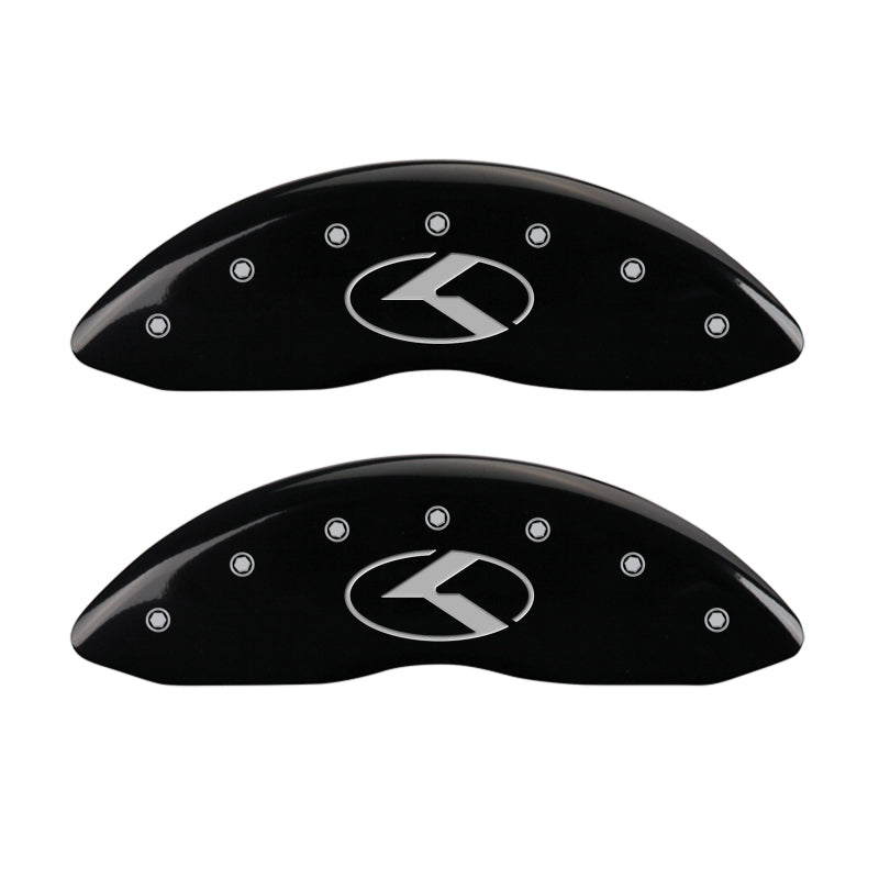 MGP 4 Caliper Covers Engraved Front & Rear Circle K/Kia Black finish silver ch MGP