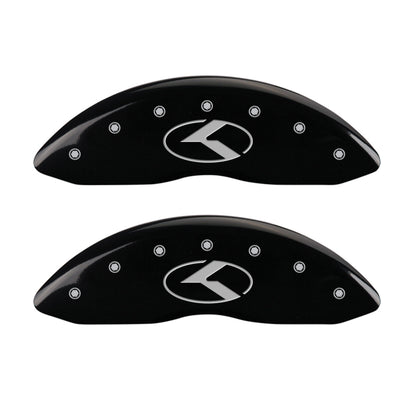 MGP 4 Caliper Covers Engraved Front & Rear Circle K/Kia Black finish silver ch MGP