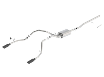 Borla 14 Sierra 1500 C/B S-Type Exh/2.75in Into Dual 2.25in Out 4in Split Rear Exit-Black Chrome - eliteracefab.com