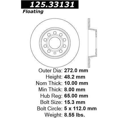 CENTRIC PREMIUM HIGH CARBON BRAKE ROTOR, 125.33131 - eliteracefab.com