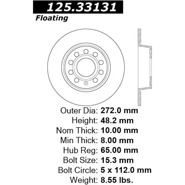 CENTRIC PREMIUM HIGH CARBON BRAKE ROTOR, 125.33131 - eliteracefab.com