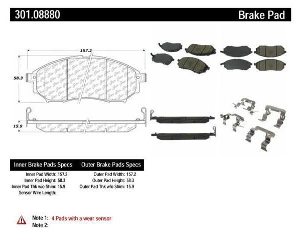 CENTRIC CENTRIC PREMIUM CERAMIC BRAKE PADS, 301.08880 - eliteracefab.com